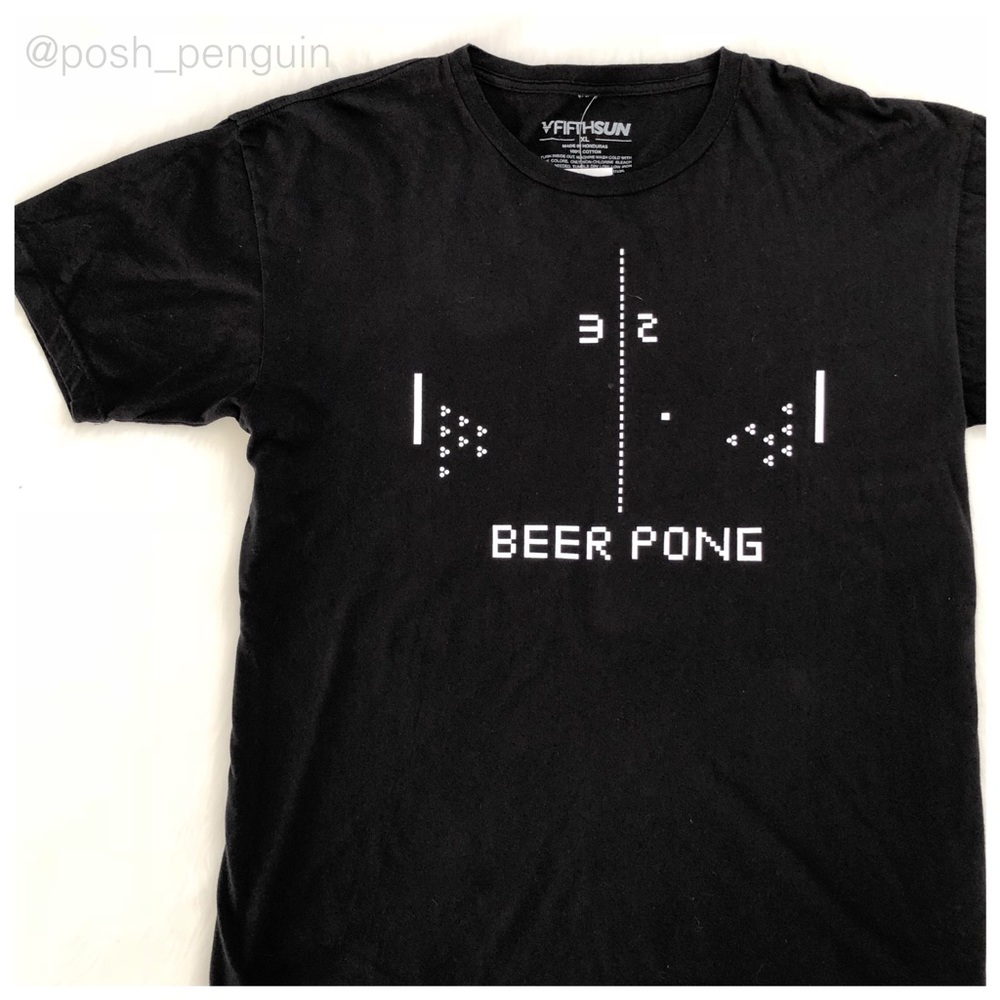 ⬇️15 NWT Black Beer Pong Graphic Tee Fifth Sun